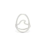 Pura Vida Silver-Plated Statement Large Wave Stackable Ring - Brass Band, Stylish Design - Size 7