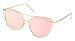 TrendyMate-Womens Street Fashion Metal Twin Beam Flat Mirror Lens Cat Eye Sunglasses (Gold/Rose Pink, 0)
