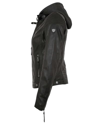 Lederjacke für Damen Gipsy mit Kapuze aus schwarzem Lammnappa