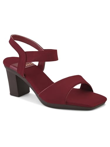 Image of XE Looks Women's Trendy Block Heels | Open-Toe Sandals with Elastic Support | Anti-Skid Sole & Cushioned Footbed Block Heels For Girls & Women