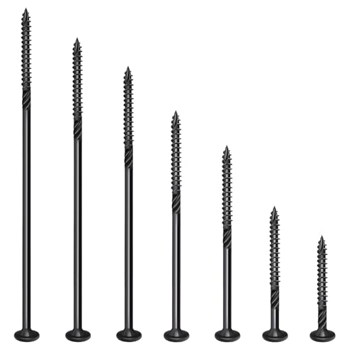 #14 x 2" Tornillos para madera, tornillos para terrazas resistentes para exteriores, tornillos de cubierta con cabeza de estrella, recubrimiento epóxico negro resistente a la oxidación para cercas y maderas, con punta estrella T30, 50 piezas miniatura 7