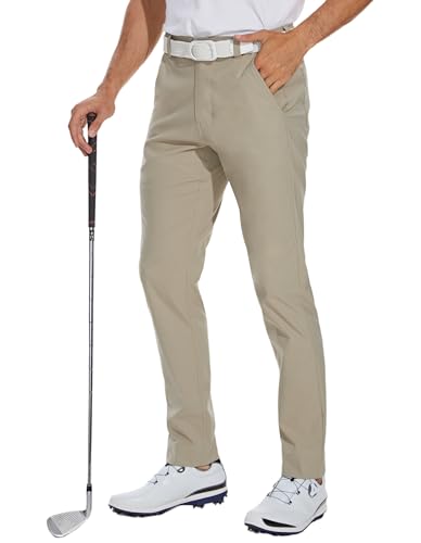 SPECIALMAGIC Lightweight Golf Pants for Men Quick Dry Stretch Flat Front Breathable Comfort Trousers Khaki 38W x 32L