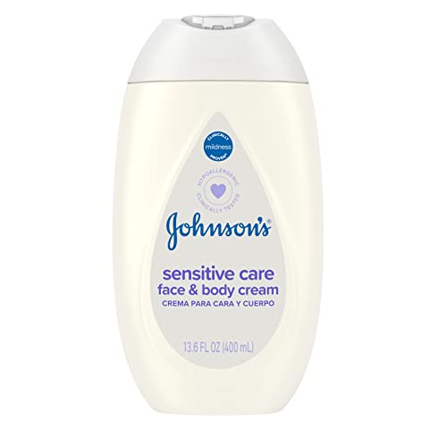Johnson's Sensitive Care Face & Body Cream For Babies, Daily Moisturizing Baby Cream To Calm, Nourish & Comfort Dry, Sensitive Skin, Lightly Scented, No Greasy Feel, Hypoallergenic, 13.6 Fl. Oz #TOP24