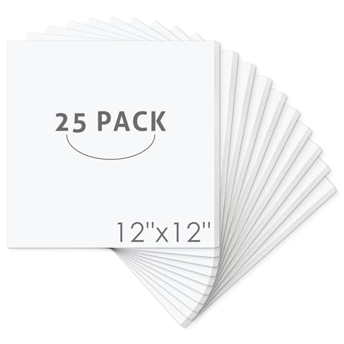 Mat Board Center, Pack of 25 Foam Core Backing Boards 1/8" (12x12, White)