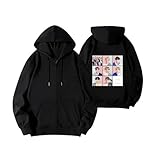 ENHEESEUNG Korean Pop Fashion Hoodie Jacket, JIN V JK RM Zippered Sweatershirt Coat