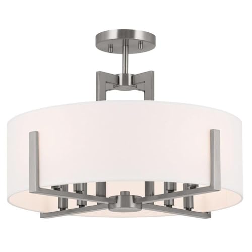 Kichler Malen 20" 8-Light Semi-Flush Mount Light, Classic Pewter