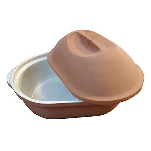 MS Steinzeug Terrastone Tonbräter 37,50 x 24 x 20 cm mit weißer Innenglasur Gänsebräter Backofen Rezepte Brottopf backen