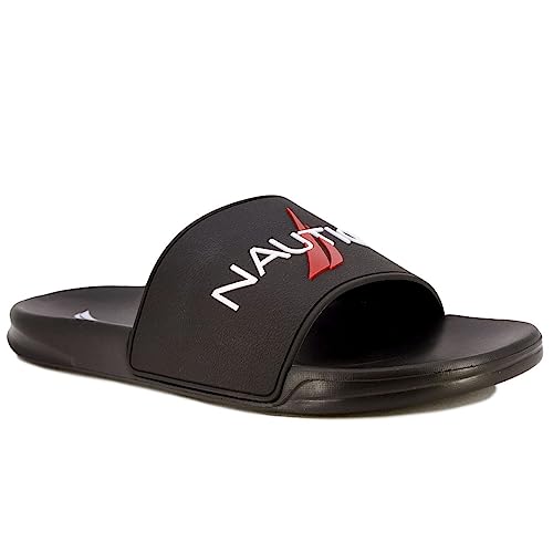 Image of Nautica Men's Open Toe Slide Sandals - Comfortable Indoor & Outdoor Shower Slippers