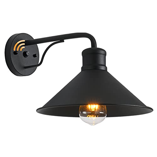 PTRWOROA Dusk to Dawn Sensor Wall Sconce Outdoor Lighting Fixture, Industrial Outdoor Barn Light Matte Black Exterior Wall Sconce for Patio,Doorway,Porch,Entryway,Garage, 1 Pack by PTRWOROA - Used condition - US$22.43