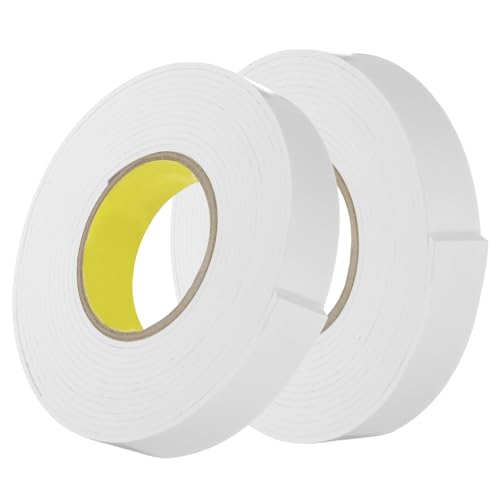 Image of uxcell 2pcs Rolls Single Sided Foam Tape Removeable EVA Sponge Mounting Tape Strong Adhesive Tape Strips(White, 16ft x 1 3 /16 inch x 1 /8 inch) for Home Paint Wall Hanging Poster Decor