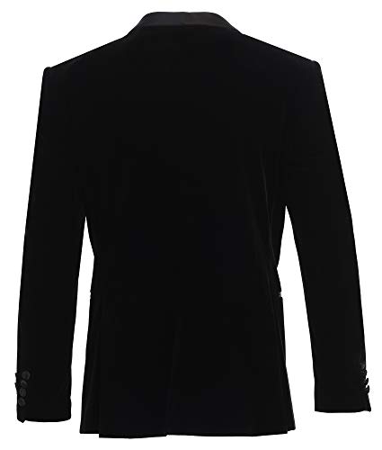 Men's Premium Slim Fit Shawl Lapel Velvet Jacket-Many Colors (46 Regular, Black on Black)2