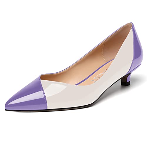 SHOWFOREST Women's Business Slip On Pointed Toe Formal Patent Solid Kitten Low Heel Pumps Shoes 1.5 Inch