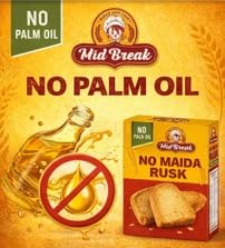 Image of MidBreak No Added Sugar Rusk 200g * Pack of 1 | Elaichi Flavoured Crispy Toast | Handmade Eggless Healthy Tea-Time Snack