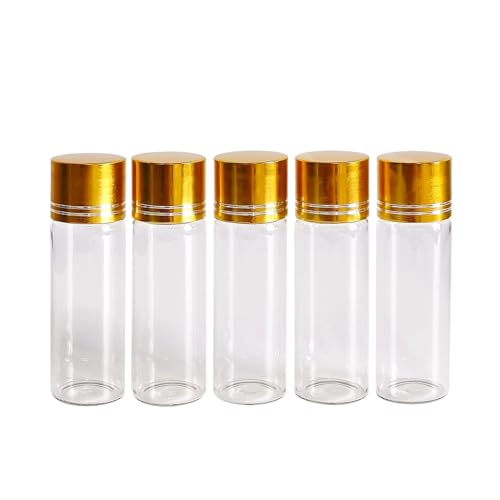 30 Pack Clear Empty Glass Jars with Screw Aluminum Caps, 5/10/15ml Mini Glass Sample Jar Oil Vials,for Essential Oil Powders Storing,Wedding Favors Decoration, Message Bottle (15ml)4