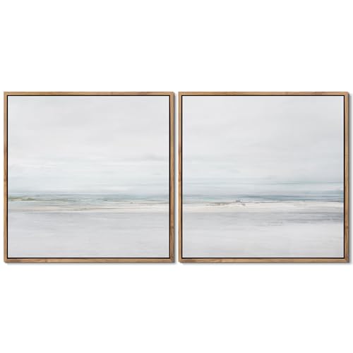 Gardenia Art Framed Ocean Canvas Wall Art Set Tranquil Beach