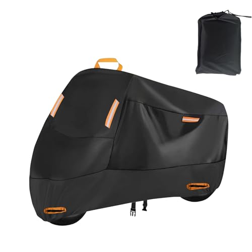 ACESOME Bache Moto, Oxford 210D Bache Exterieur Etanche, Housse Moto Exterieur, avec Bandes réfléchissantes et Sac de Rangement pour Moped Scooter Motocross (sans Serrure, XL 230 x 95 x 125cm)