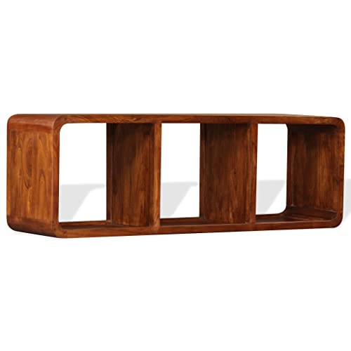PUGYNBK Meuble TV en bois d'acacia massif 3 compartiments couleur miel