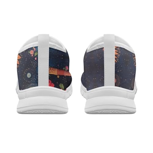 Image of Floral Sneakers for Women Colorful Art Shoes for Women Slip On Casual Work Shoes