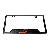Carbon Fiber 3D S Sport Emblem Car Auto License Plate Frame Cover Holder Compatible with Mini Audi Porsche (1)