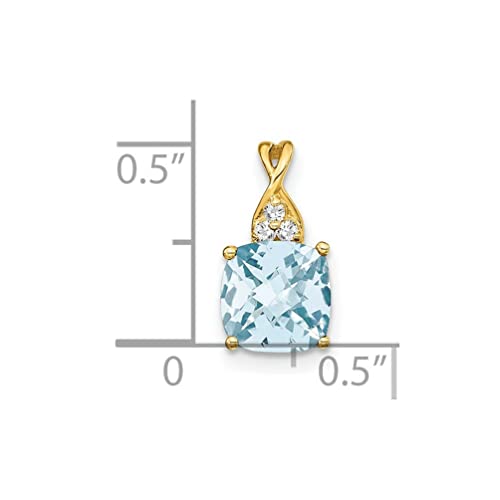 Lex & Lu 14k Yellow Gold Aquamarine and Diamond Pendant2