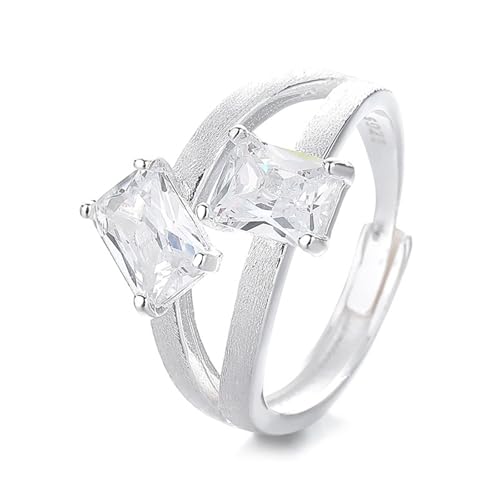 Bague Argent 925 et son zircon cubique rectangulaire symbole d'un amour unique