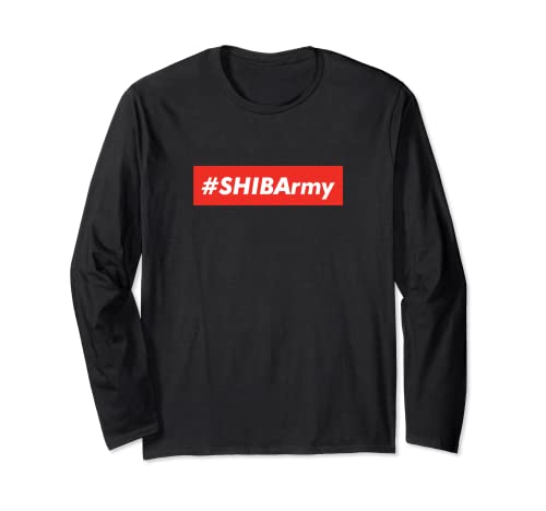 Shib Army Shiba Inu Moneda Crypto HODL Caja Roja Funny Meme Manga Larga