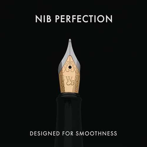 Image of Wordsworth & Black Luxury Fountain Pen Set for Writing, Medium Nib, Black | Gift for Men & Women, Brass Body, 18K German Iridium, Calligraphy, Converter + 24 Ink Cartridges, Refillable, Leak-Free