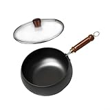 Shophubio Traditionelle schwarze Gusseisenpfanne – großes Topf-Design, handgeschmiedete, unbeschichtete Pfanne mit hervorragender Wärmespeicherung, induktionsgeeignet und ofenfest (24 cm Topf +