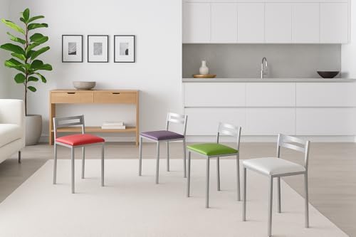 MOMMA HOME Taburetes de Cocina - Pack 2 Taburetes de Cocina, Banquetas, Taburete Bar, Material Metal/Ecopiel, MOLI, Medidas 34x34x65cm (Beige/Plata) - imagen 8