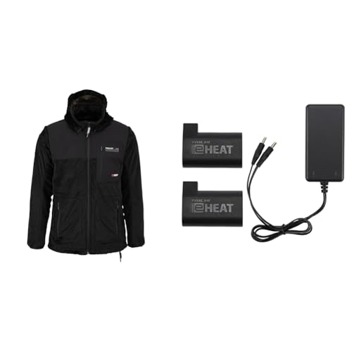 【セット買い】RSタイチ(RS TAICHI) バイク 電熱 インナージャケット 秋冬 防寒 保温 3段階温度調整 フード着脱可 e-HEAT フリース インナーパーカ RSU638 BLACK 4XL + e-HEAT 7.2V充電器&バッテリーセット/
