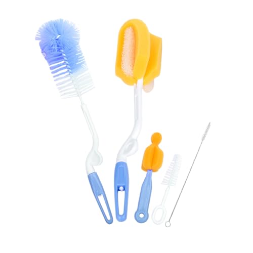 TOYANDONA 5 Piezas Cepillos Multifuncionales para Biberones con Esponja Limpieza de Botellas Tetinas y Material Seguro y Diseño Especial para Difíciles Colores Aleatorios Color Aleatorio