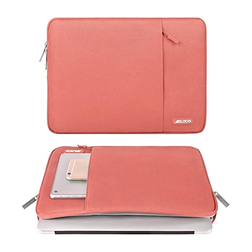 Image of MOSISO Laptop Case 13 inch, 13 inch Laptop Sleeve Compatible with MacBook Air M4 M3 M2 M1 2025-2018 / Pro M2 M1 2025-2016, Polyester Vertical Computer Sleeve Bag with Pocket, Coral