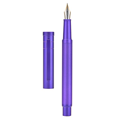 Image of Hongdian 1851 Purple Forest Fountain Pen Blade Nib Classic Design Calligraphy Pen with Converter and Metal Pen Case Set