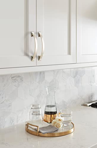Image of Amerock | Cabinet Pull | Polished Nickel | 3-3 /4 inch (96 mm) Center to Center | Candler | 1 Pack | Drawer Pull | Drawer Handle | Cabinet Hardware