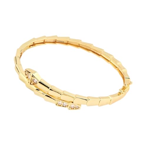 14K Yellow Gold Medusa Bracelet, Steling Silver Medusa Snake Charm Bracelets For Elegant Women, Cubic Zirconia Bracelet & Bangle Adjustable Pulseras Mujer, Animal Snake Bangles Cuff
