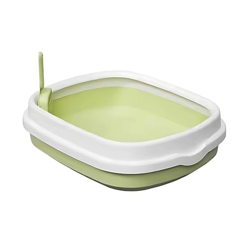 Image of Pets Empire Cat Litter Tray with Scoop | Cat Litter Tray Suitable for Kittens, Rabbit, Pet | Reduces Odor, Perfect Starter for Toilet Training (Green, Large)