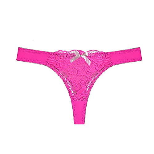 G-Strings For Women Sexy Slutty Lace Through Hollow Out Cotton Low Waist Bowknot Knickers Tanga Panty Stretch Thongs Sexy Panties For Women Plus Size Pink L #TOP2