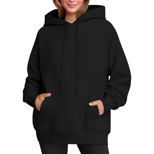Tatumaie back to school clothes for teen girls fall clothing for women Hoodies for Women Trendy Cute Cat Ear Drawstring Soft Long Sleeve Plus Size Sweatshirt Fashion Warm Winter Clothing Black