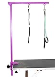 SHELANDY Pet grooming arm with clamp for large and small dogs - 35 inch height adjustable and Free two No Sit Haunch Holder (purple)
