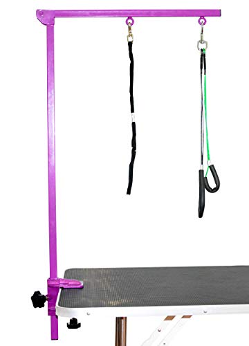 SHELANDY Pet Grooming arm with clamp for Large and Small Dogs - 35 inch Height Adjustable and Free Two No Sit Haunch Holder,Purple