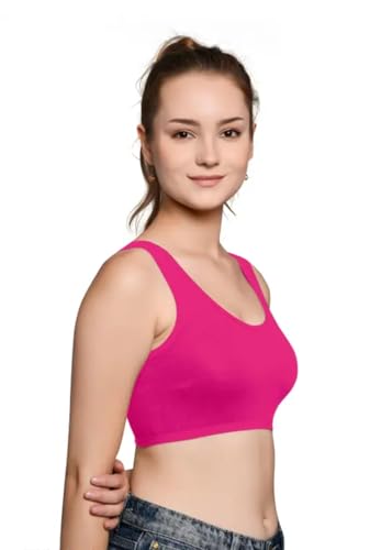 Image of Girls Cotton Sports Bra, Non-Padded, Full Coverage, Regular Broad Strap, Pack of 3, Training Bra for Gym Yoga Workout