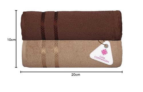 Image of Casa Copenhagen, Super Soft Ember Collection 2 Pieces 100% Cotton Large Bath Towel (Size : 75 x 150 cm) - Brown & Beige