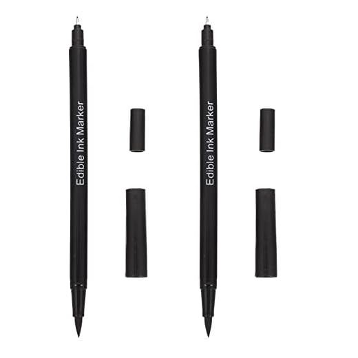 BESTonZON Glaseado 2 Rotuladores de Color para Alimentos Punta (0 7 Mm) Bolígrafo Comestible Escritor de Alimenticio para Dibujar Hornear Fondant Pasteles. Marcadores Comestibles Para Galletas