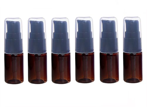 erioctry 10ML Portable Empty Refillable Bottle Cream Shampoo Lotion Treatment Pump Bottle with Cap Travel Bottles Toiletries Liquid Container for Cosmetic Make-up Pack of 6 (Brown)