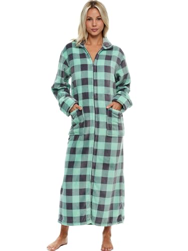 Image of Alexander Del Rossa Long Zip Up Robes, Plush Zipper Robes for Plus Size, Housecoats Zipper Front