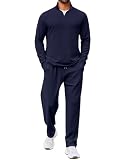 COOFANDY Sweatsuits for Men 2 Piece Quarter Zip Polo Suit Long Sleeve Casual Tracksuit Set