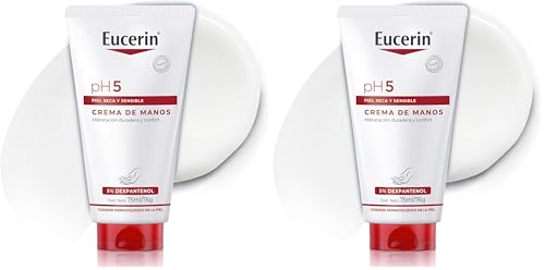 Eucerin pH5 Crema de manos (75 ml), crema hidratante reparadora para manos secas y agrietadas, hidratación duradera de rápida absorción, con Dexpantenol, para piel seca y sensible (Paquete de 2)