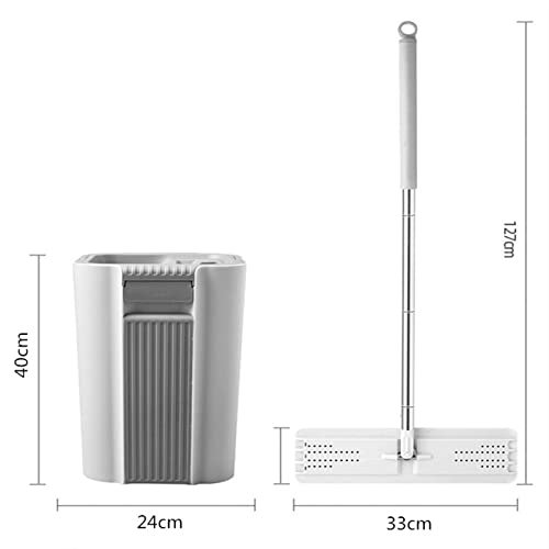 Wischmopp Reinigungsmopp Flacher Bodenwischer Bodenwischer und Eimer Set Staubwischer Eimer mit Auswringer Set Edelstahlgriff 4 wiederverwendbare Mikrofaser-Mopp-Pads Hartholzbodenreiniger Mops – Bild 5