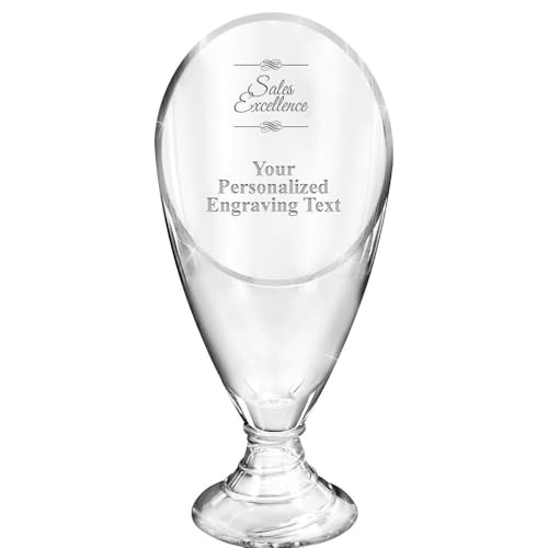 Crown Awards Personalized Crystal Trophy, 9 3/4" Engraved Sales Grand Glass Crystal Trophy Award Prime