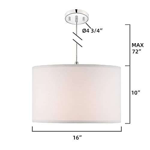 Pendant Light Drum Lamp Shade 16Inch Pendant Light Shade For Bedroom, Dining Room,Living Room 72Inch Cord,E26 Base (16X16*10)（Canopy)) #TOP3